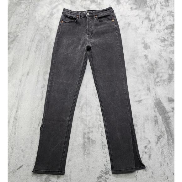 S.O.N.G. Denim - S.O.N.G. Jeans Womens 9/29 Black Classic Slim Fit Button Fly Slit Hem Stretch